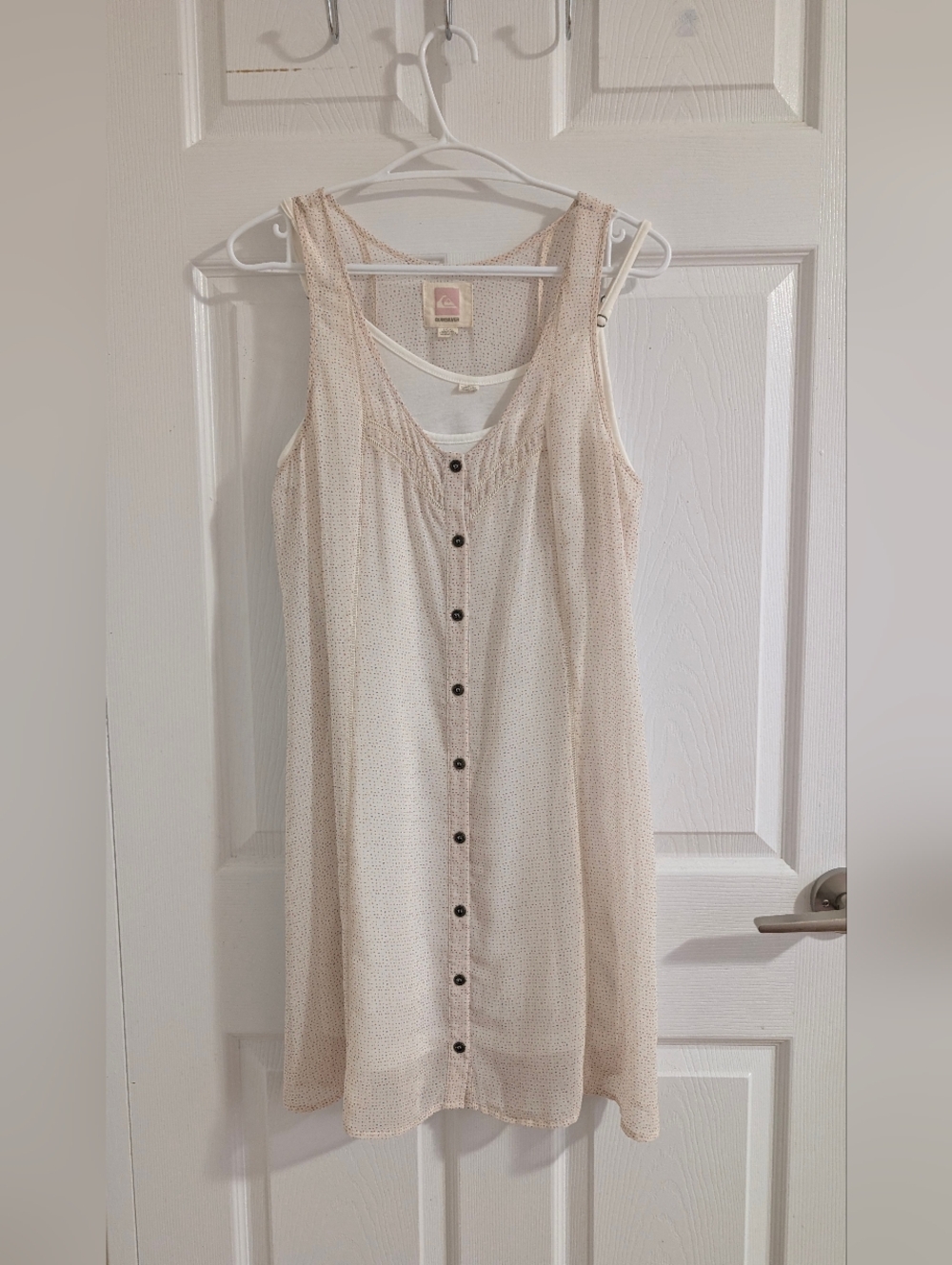 Quiksilver 2-in-1 Polka Dot Sun Dress White Lining Boho Festival Romantic - L